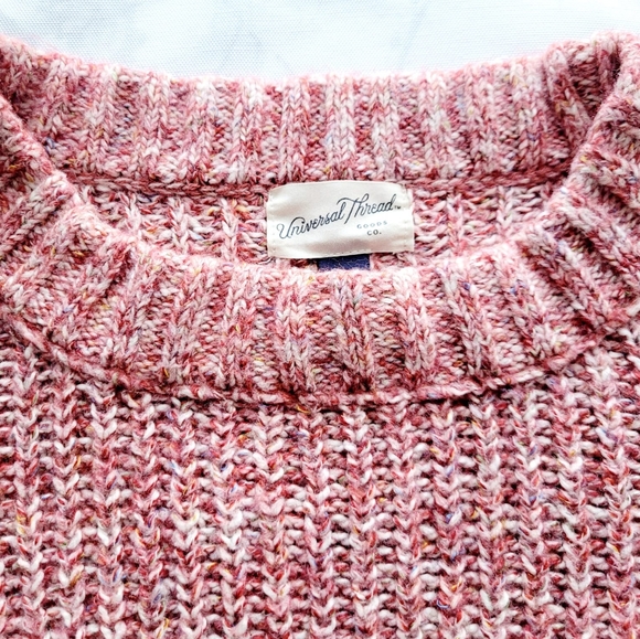 Universal Thread Women's Chunky Knit Cotton/Wool Blend Sweater, Pink, Medium - Picture 8 of 12